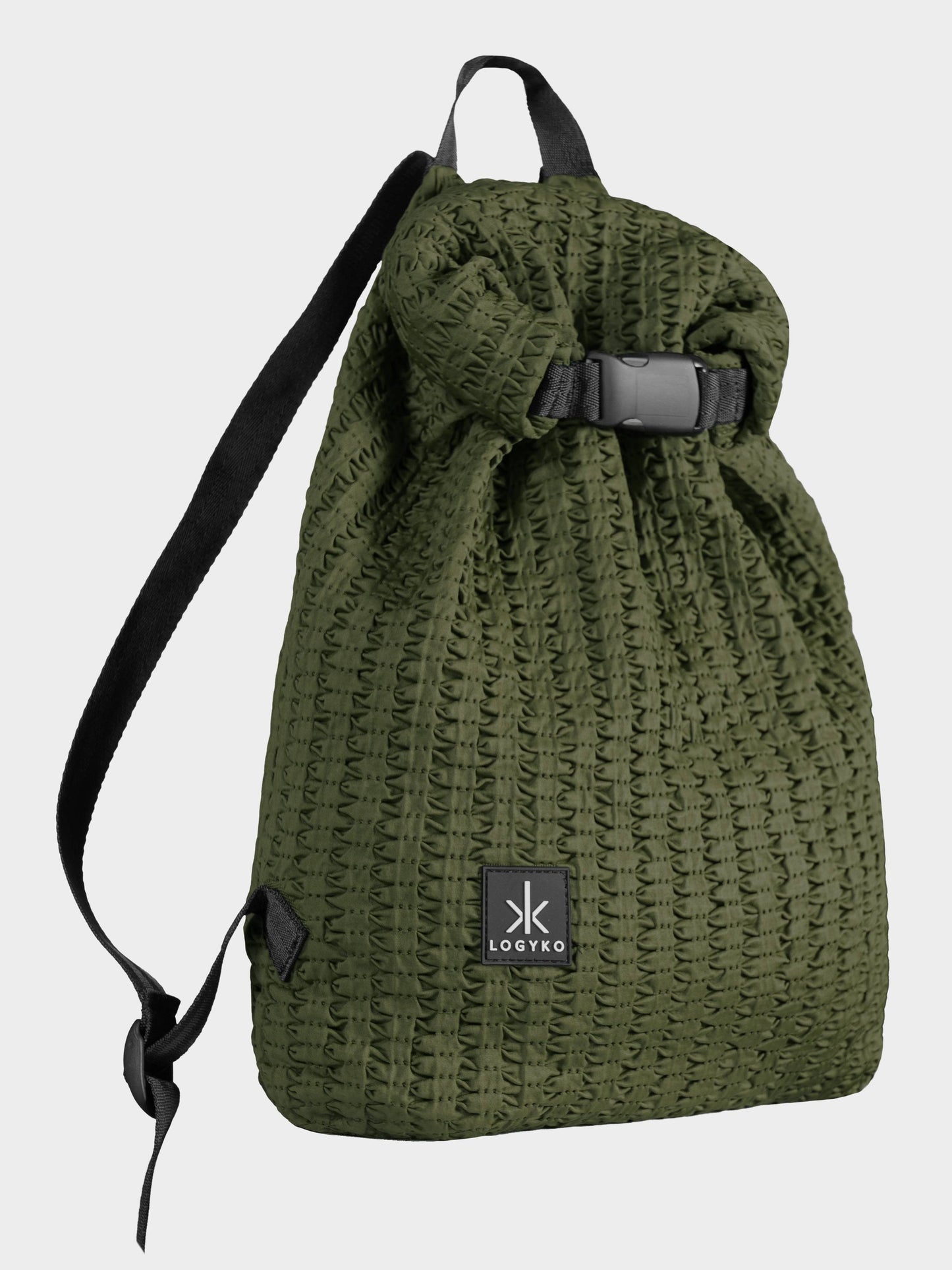 Zaino Helium di LOGYKO color verde militare visto di lato